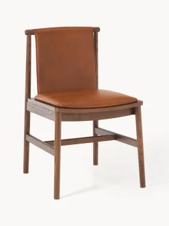 Sedia in legno di frassino con seduta in pelle Hayo
