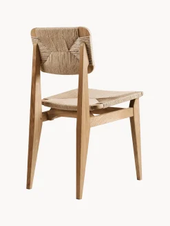 Sedia in legno in legno di quercia con seduta intrecciata C-Chair