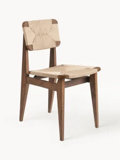 Sedia in legno in legno di noce con seduta intrecciata C-Chair