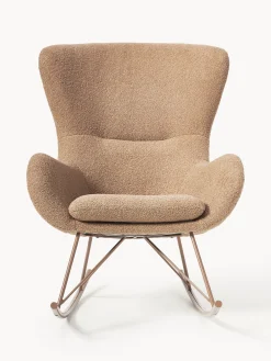 Sedia a dondolo in teddy con gambe in metallo Wing