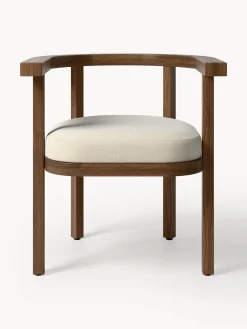 Sedia con braccioli da giardino in legno di acacia con cuscino Matheus