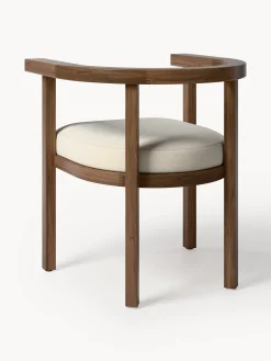 Sedia con braccioli da giardino in legno di acacia con cuscino Matheus
