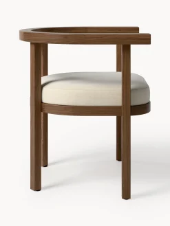 Sedia con braccioli da giardino in legno di acacia con cuscino Matheus
