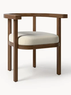 Sedia con braccioli da giardino in legno di acacia con cuscino Matheus