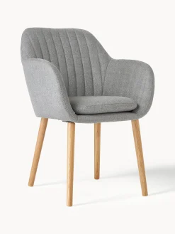 Sedia con braccioli e gambe in legno Emilia