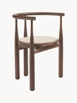 Sedia con braccioli in legno di noce Bukowski