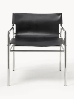 Sedia con braccioli in pelle Dion