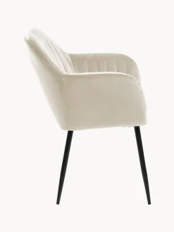 Sedia con braccioli in velluto e gambe in metallo Emilia