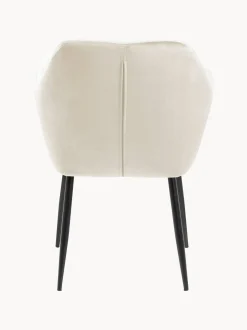 Sedia con braccioli in velluto e gambe in metallo Emilia