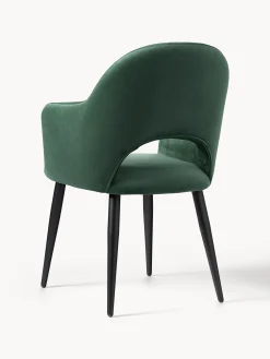 Sedia con braccioli in velluto Rachel