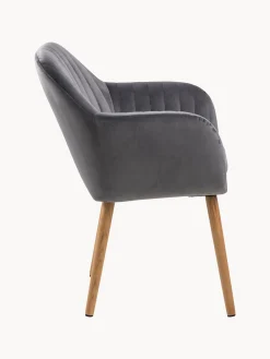 Sedia con braccioli in velluto e gambe in legno Emilia