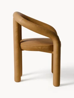 Sedia con braccioli in velluto Calan