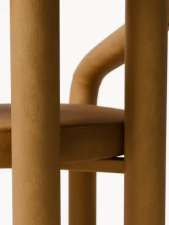 Sedia con braccioli in velluto Calan