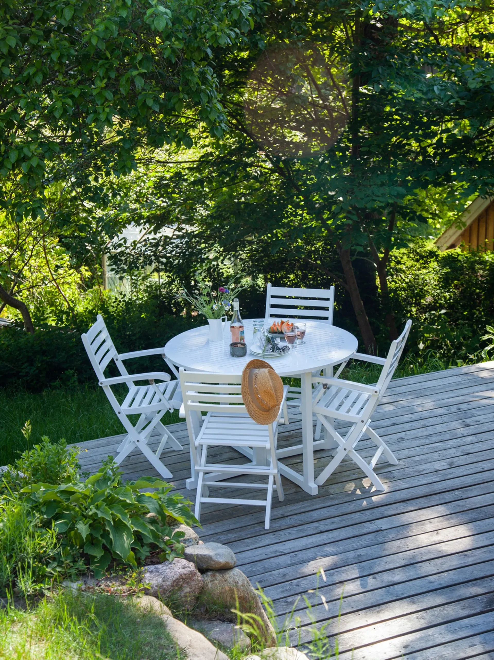 Sedia da giardino pieghevole in legno di mogano con braccioli York