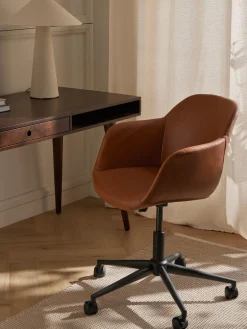 Sedia da scrivania in similpelle con seduta stretta Fiji