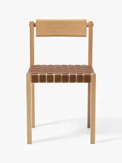 Sedia in legno con seduta in pelle Liza