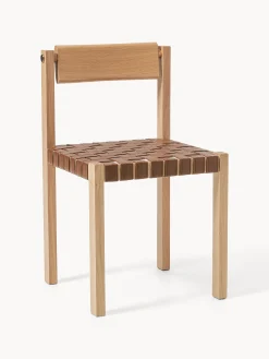 Sedia in legno con seduta in pelle Liza