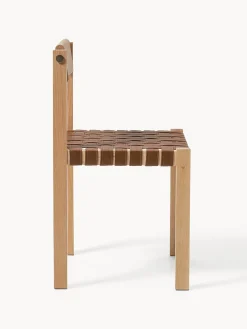 Sedia in legno con seduta in pelle Liza