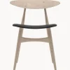 Sedia in legno con seduta in pelle CH33P