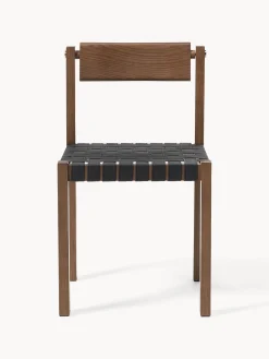 Sedia in legno con seduta in pelle Liza