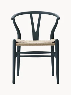 Sedia in legno con seduta intrecciata Wishbone CH24