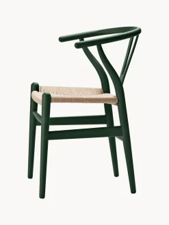 Sedia in legno con seduta intrecciata Wishbone CH24