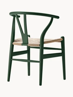 Sedia in legno con seduta intrecciata Wishbone CH24