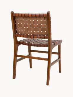 Sedie in legno di teak/pelle Perugia 2 pz