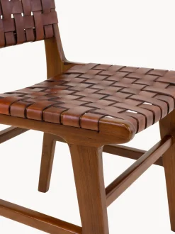Sedie in legno di teak/pelle Perugia 2 pz