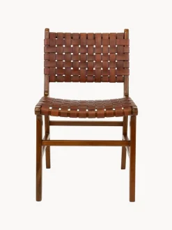 Sedie in legno di teak/pelle Perugia 2 pz