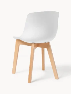 Sedie in plastica con gambe in legno Dave 2 pz