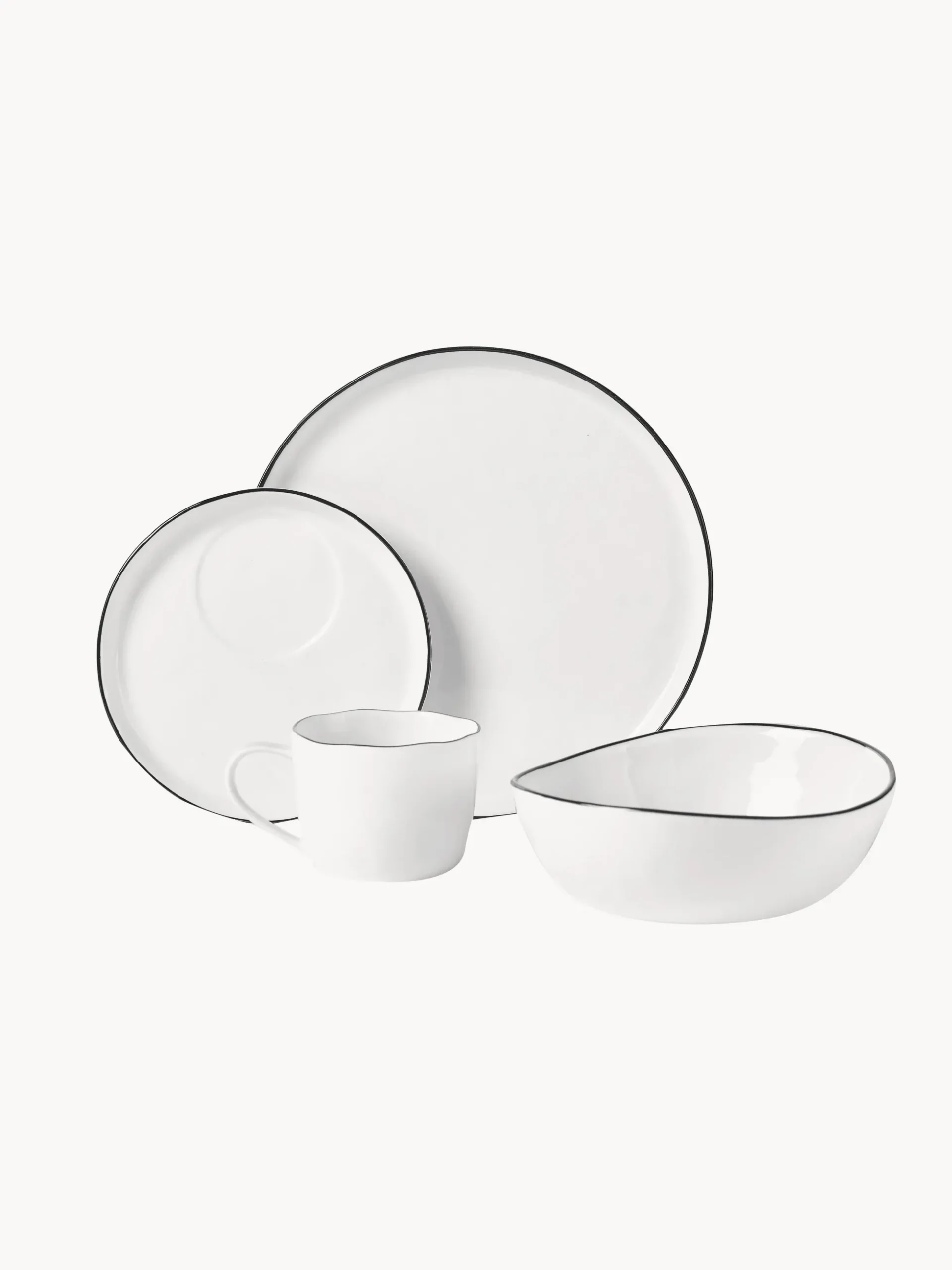 Servizio da tavola in porcellana fatto a mano Salt, 4 persone (16 pz)