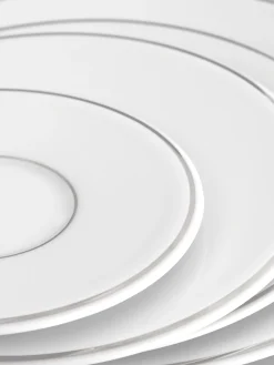 Servizio da tavola in porcellana fatto a mano con bordo in platino dipinto a mano Vitruv, 2 persone (14 pz)