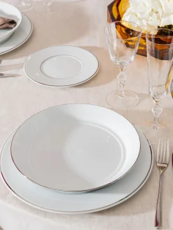 Servizio da tavola in porcellana fatto a mano con bordo in platino dipinto a mano Vitruv, 2 persone (14 pz)