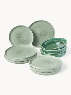 Servizio di piatti fatto a mano con smalto reattivo Pam, 4 persone (12 pz)