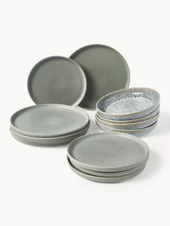 Servizio di piatti fatto a mano con smalto reattivo Pam, 4 persone (12 pz)