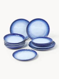 Servizio di piatti fatto a mano con smalto reattivo Vinci, 4 persone (12 pz)