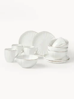 Servizio di stoviglie in porcellana con rilievo Sali, 4 persone (12 pz)