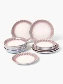Servizio di piatti fatto a mano con smalto reattivo Vinci, 4 persone (12 pz)