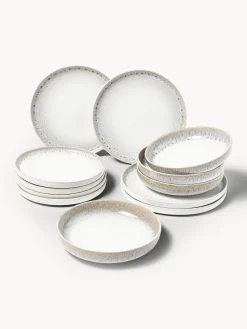 Servizio di piatti fatto a mano con smalto reattivo Danza, 4 persone (12 pz)