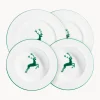 Servizio di piatti in ceramica fatto a mano Green Deer, 2 persone, set da 4
