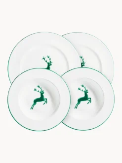 Servizio di piatti in ceramica fatto a mano Green Deer, 2 persone, set da 4