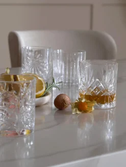Set 4 bicchieri da whisky in cristallo con motivo in rilievo Bichiera