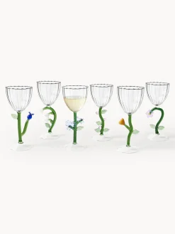 Set 6 bicchieri vino in vetroborosilicato fatti a mano Botanica