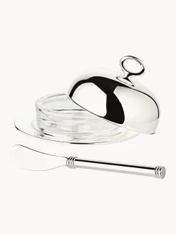 Set burriera argentata con coltello Jago 4 pz