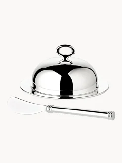 Set burriera argentata con coltello Jago 4 pz