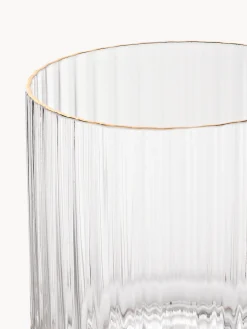 Set caraffa e bicchiere in vetro soffiato con bordo dorato Aleo 2 pz