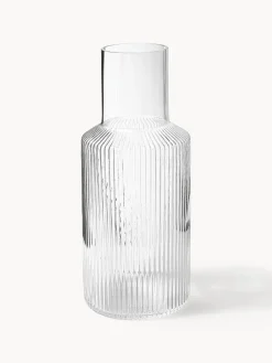 Set caraffa e bicchiere in vetro soffiato Ripple 2 pz