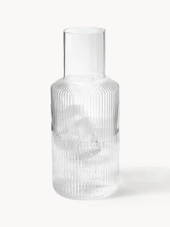 Set caraffa e bicchiere in vetro soffiato Ripple 2 pz