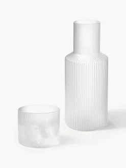 Set caraffa piccola e bicchiere in vetro soffiato Ripple, set da 2
